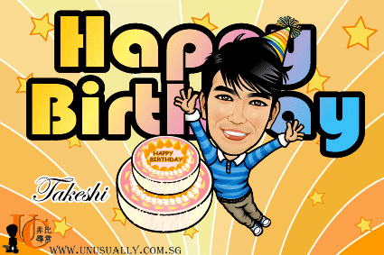 Digital Caricature Drawing - Bithday Boy Theme